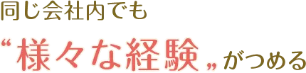 同じ会社内でもさまざまな経験がつめる