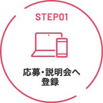 STEP01 応募・オンライン説明会へ登録