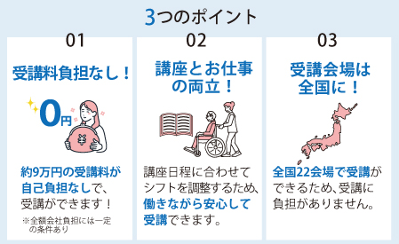 実務者研修の資格取得支援について３つのポイント