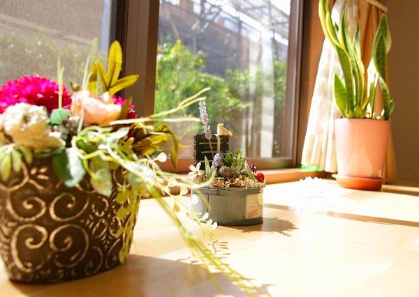 リハビリルームでは明るい光が差し込み、アロマの香りと癒しの音楽の中、ご自身のペースで運動ができます。