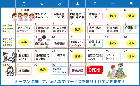 オープニング研修中の日程